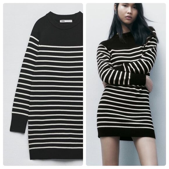 Zara Striped Knit Mini Dress New - Picture 2 of 6